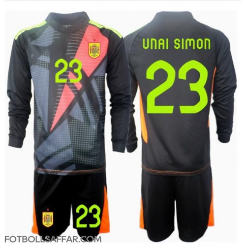 Spanien Unai Simon #23 Målvakt Bortadräkt Barn EM 2024 Långärmad (+ Korta byxor)